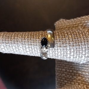 🖤💍Sterling Stamped Silver Adjustable Ring With Black Onex Stone